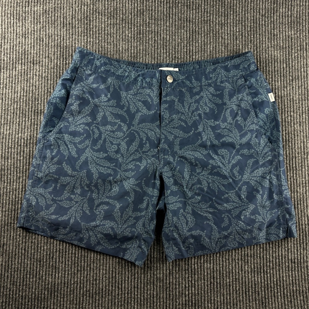 Onia The Calder Mens Swim Trunks Navy Blue Paisley Botanical Board Shorts Large